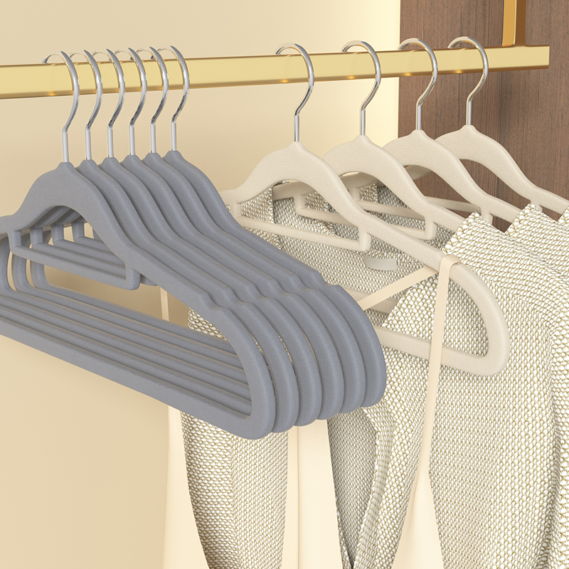 植绒衣架家用挂衣100个整理师专用无痕防滑防肩角衣柜晾衣服撑子