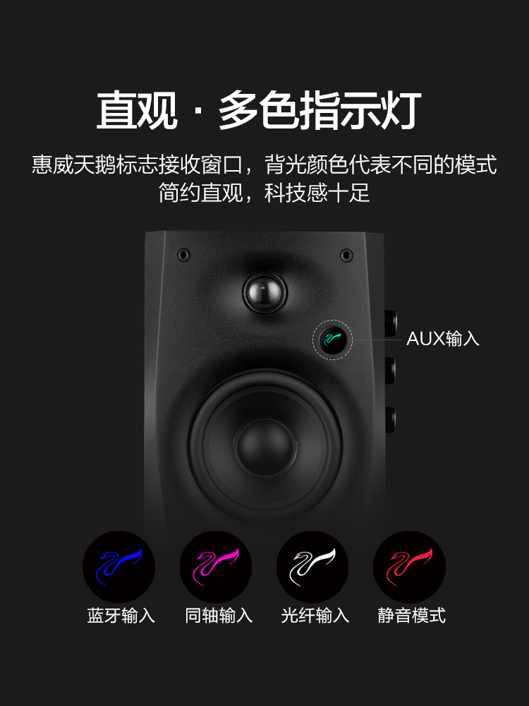 惠威Swan蓝牙音箱D1100多媒体有源家用桌面电视音响台式2.0声道