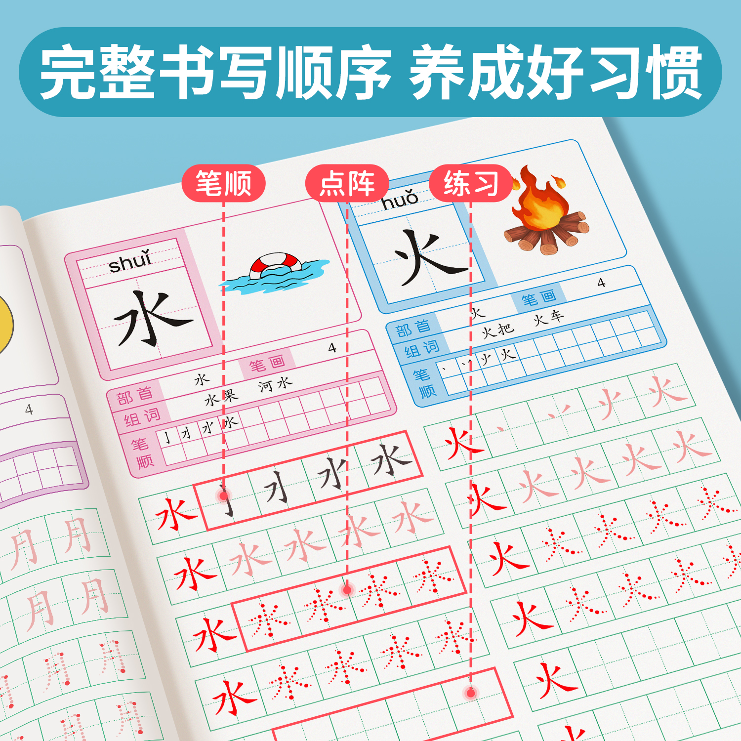 汉字描红本幼小衔接练字帖幼儿园练字本一年级写字本学前班儿童字帖每日一练初学者练字练习册幼升小写字入门大班小学生全套教材