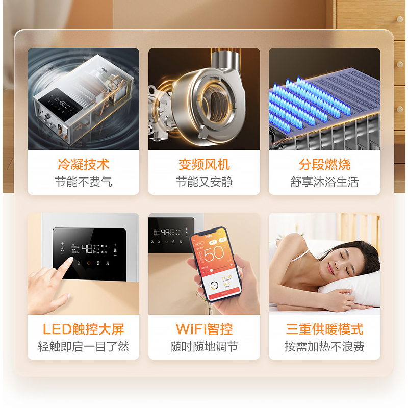 万家乐G6D系列壁挂炉天然气家用一级能效地暖洗浴采暖锅炉热水器