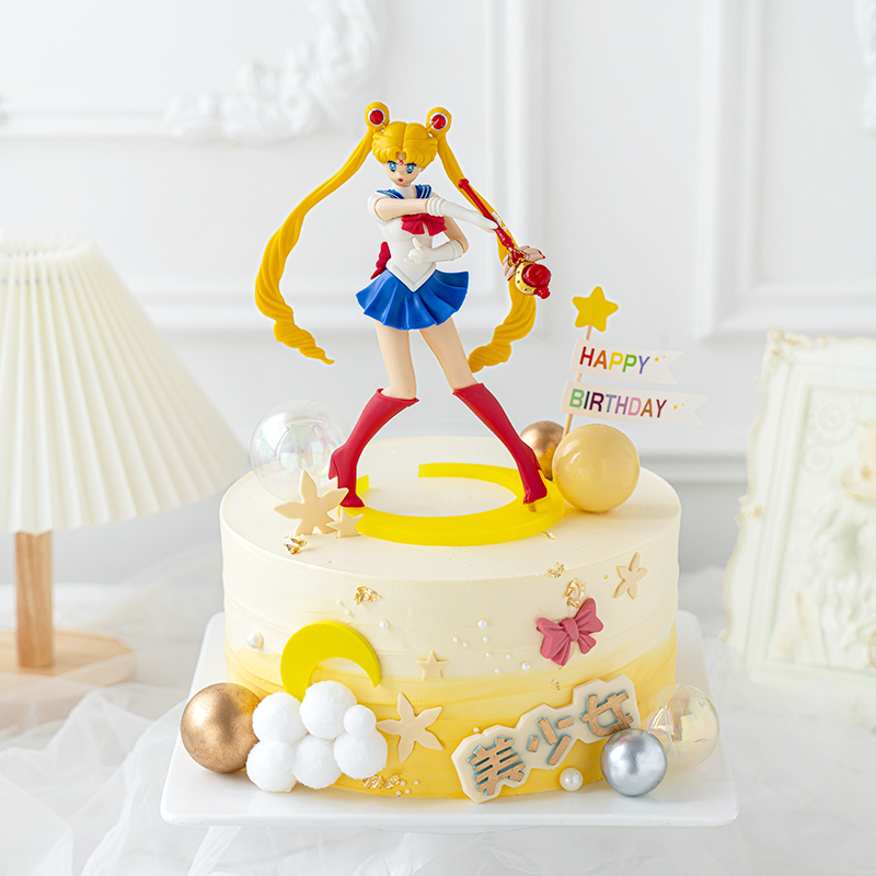 生日蛋糕装饰摆件站姿美少女战士少女月亮情景烘焙生日蛋糕主题
