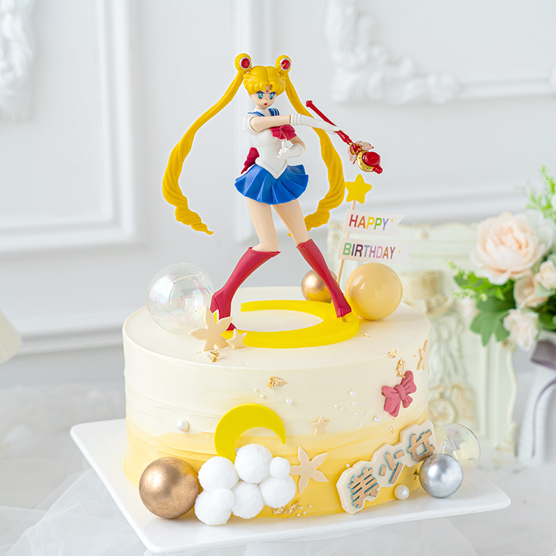 生日蛋糕装饰摆件站姿美少女战士少女月亮情景烘焙生日蛋糕主题