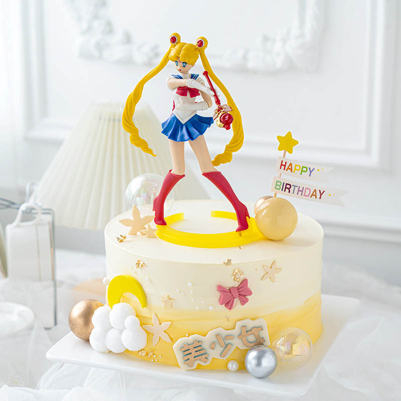 生日蛋糕装饰摆件站姿美少女战士少女月亮情景烘焙生日蛋糕主题