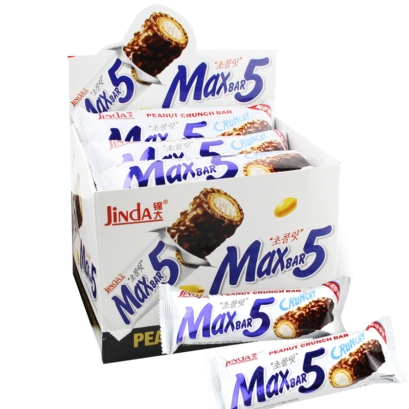 锦大max5花生夹心巧克力棒长条棒糖零食小吃休闲食品(代可可脂)
