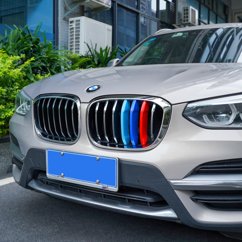 宝马中网三色条新5系3系X1X2X3X4X5X76gt前脸格栅装饰外观件改装