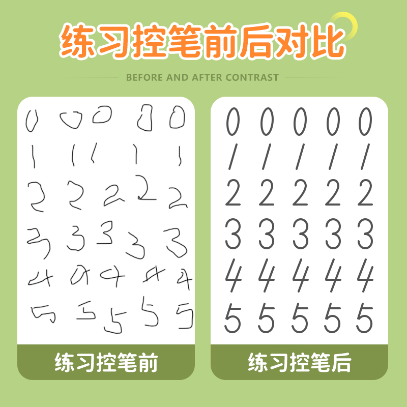 儿童数字控笔训练字帖幼儿园学前班幼小衔接数字练字帖3-6岁写字启蒙小学生一年级拼音笔控描红本大中小班入门初学者临摹练字神器