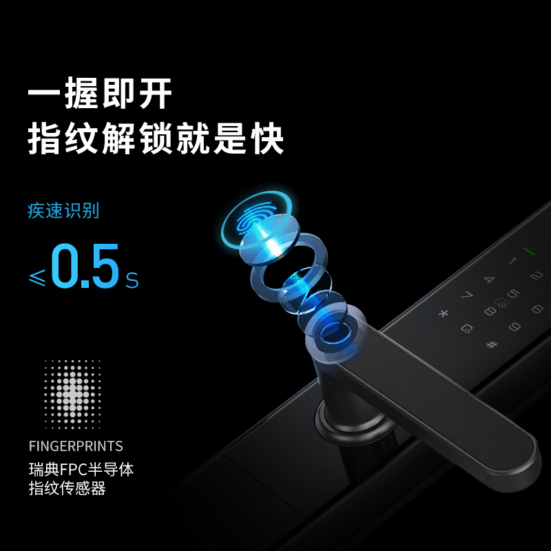 年货节狂欢&凯迪仕F300家用指纹密码刷卡半自动电子防盗智能门锁