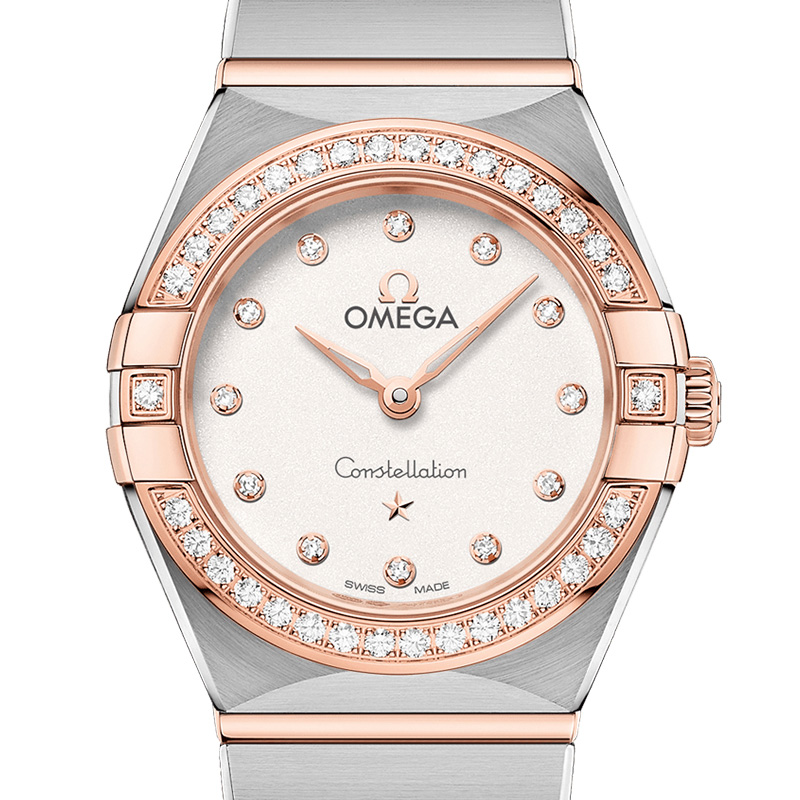 欧米茄星座系列曼哈顿轻奢镶钻精钢石英女表131.25.25.60.52.001