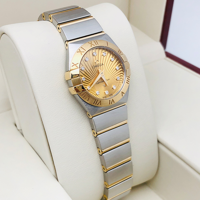 【自营】中古95新欧米茄星座系列女表 石英镶钻女生手表18k金腕表