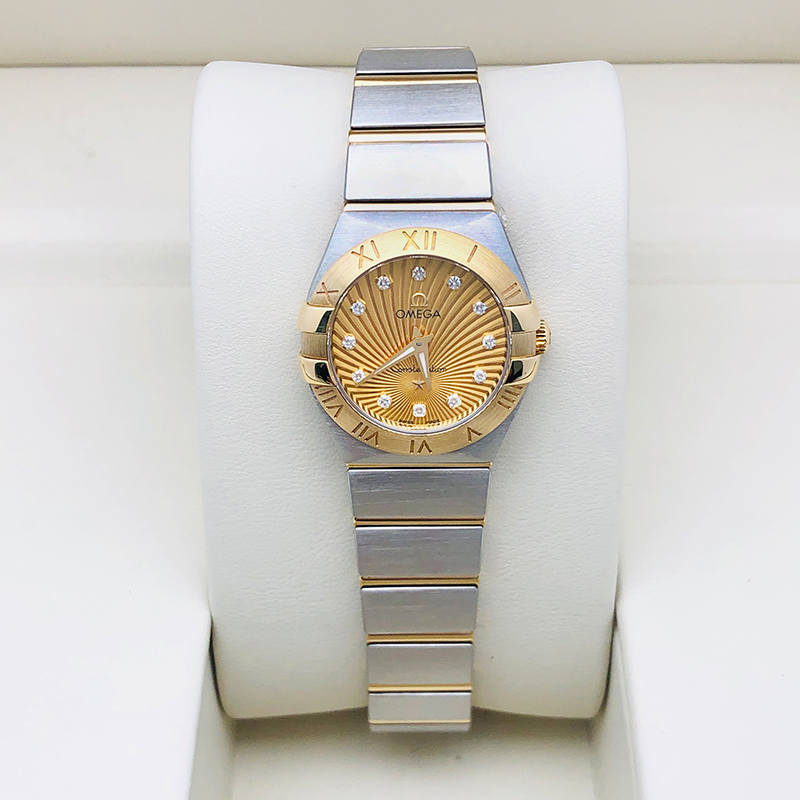 【自营】中古95新欧米茄星座系列女表 石英镶钻女生手表18k金腕表