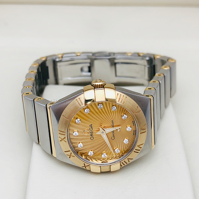 【自营】中古95新欧米茄星座系列女表 石英镶钻女生手表18k金腕表