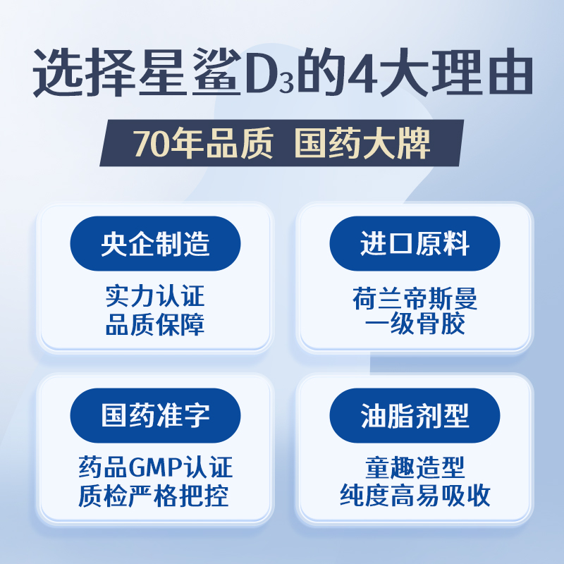 4盒星鲨维生素d3滴剂24粒婴幼儿d3滴剂一岁以上vd儿童维D儿童otc