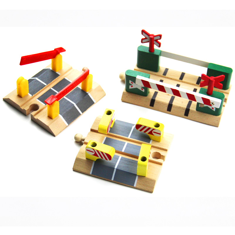 木质火车轨道配件道闸路障火道十字路口兼容实木轨道车小米6米兔3