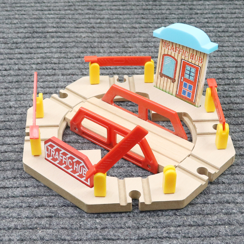 木质火车轨道配件道闸路障火道十字路口兼容实木轨道车小米6米兔3