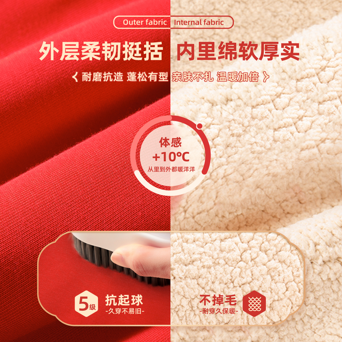 真维斯集团男童本命年龙年衣服儿童红色加绒卫衣2024年女童拜年服