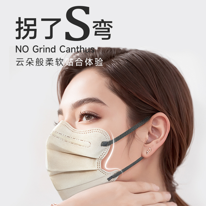 医用外科口罩女高颜值秋冬一次性医疗三层白色显脸小波浪云朵蝶形