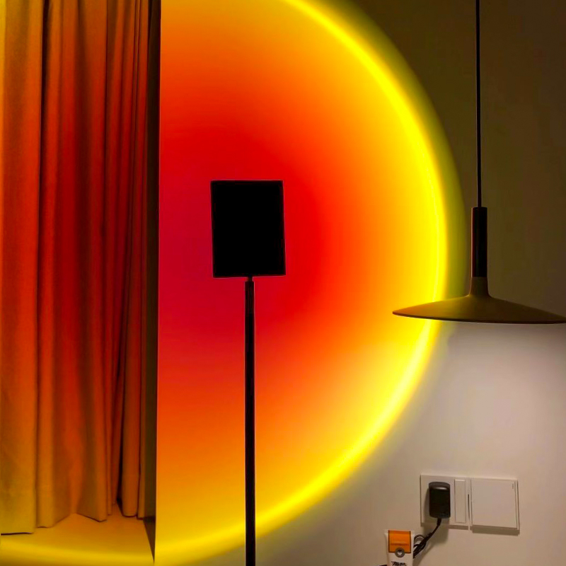米意大利客厅创意个性背景墙装饰落地灯立式彩虹光投影日不落地灯