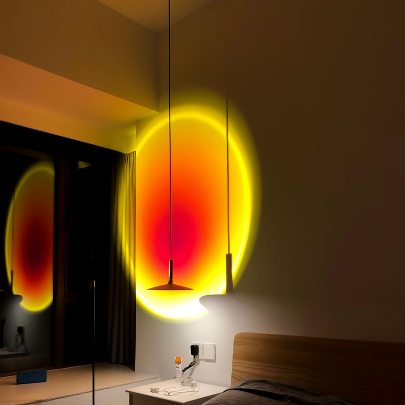 米意大利客厅创意个性背景墙装饰落地灯立式彩虹光投影日不落地灯