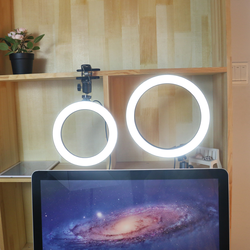 电脑直播补光灯支架主播美颜嫩肤抖音拍照环形灯夹式软管打光台灯