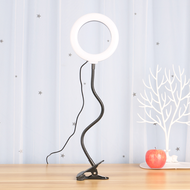 电脑直播补光灯支架主播美颜嫩肤抖音拍照环形灯夹式软管打光台灯