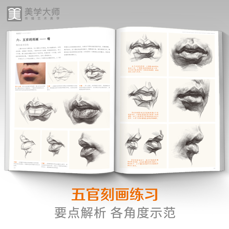 直通联考素描头像 人物临摹书结构五官体块深度分析教程对画写生绘画照片范本美术高考联考美院敲门砖大8开八开教材书籍