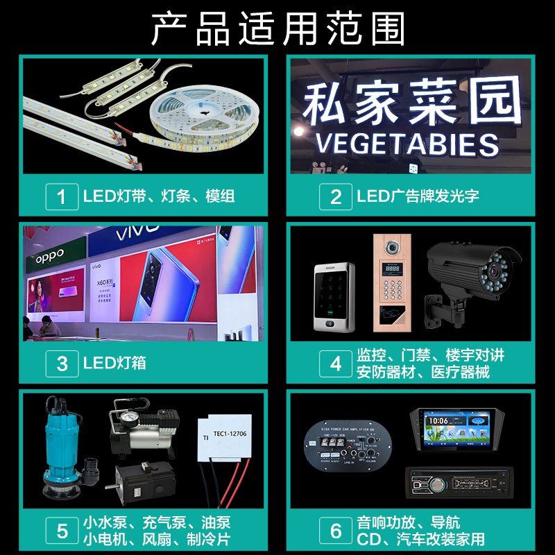 LED开关电源12V 5A10A20A30A40A灯带条箱100W200W变压器220V转12V