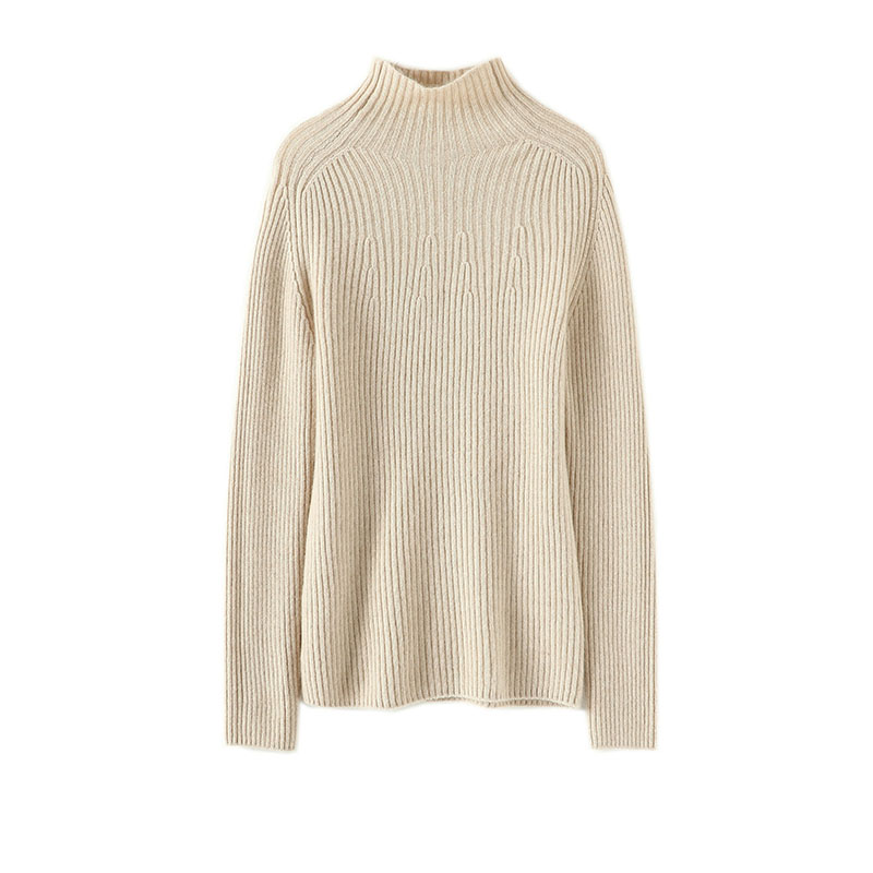 气质足够到位!高端系列坑条高领纯羊绒衫女加厚羊绒毛衣女秋冬