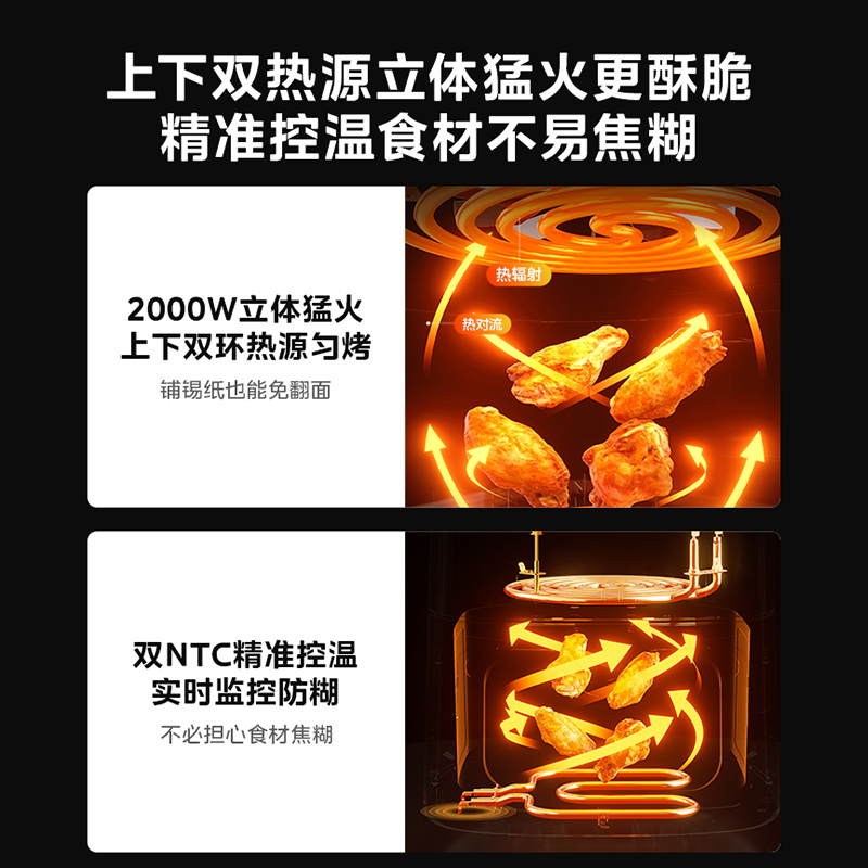 美的炎烤空气炸锅家用大容量智能新款空气炸多功能电烤箱电薯条机