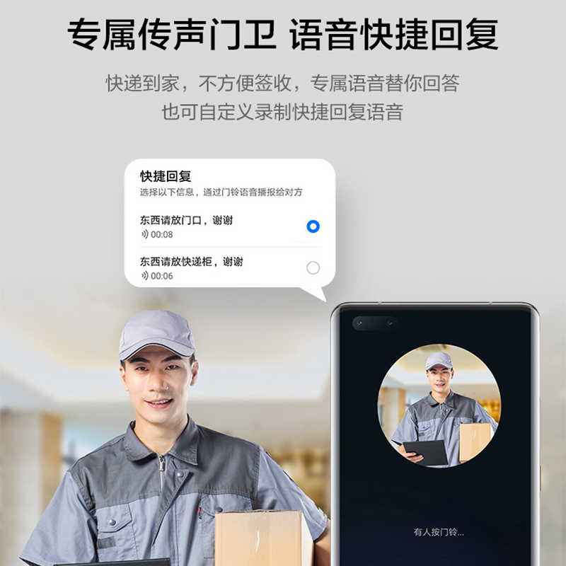 华为智选海雀智能门铃pro可视化猫眼带摄像头可视频通话手机远程遥控免打孔夜视全彩画面AI精准识别超长续航