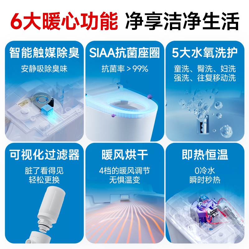 智米智能马桶全自动感应翻盖无水压限制带水箱家用一体式坐便器2S