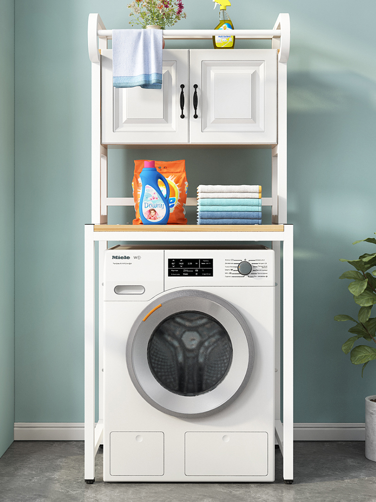 洗衣机置物架落地阳台上方多功能洗衣柜浴室翻盖滚筒收纳储物架子