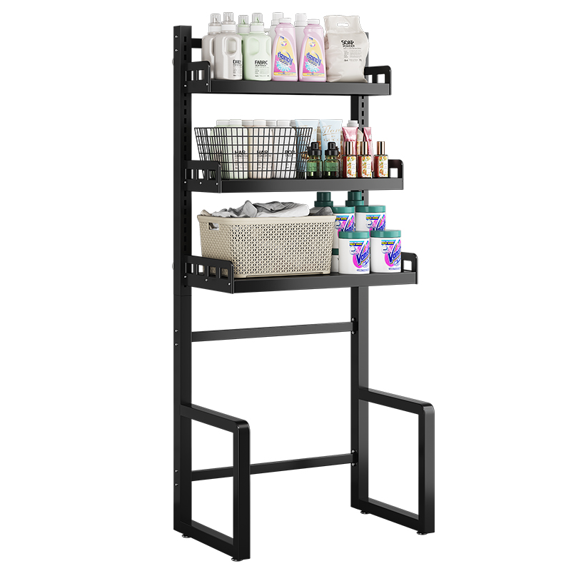 可调节阳台滚筒洗衣机置物架上方架子落地卫生间多功能翻盖顶收纳