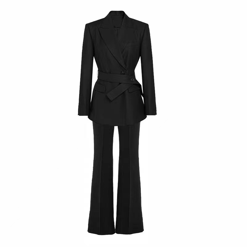 黑色年会礼服西装女新款气质职业高级感设计感轻奢西服两件套套装