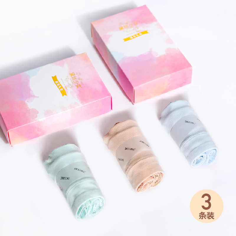 3条装黛丝少女内裤女无痕50支棉质女士中腰性感纯色透气三角底裤