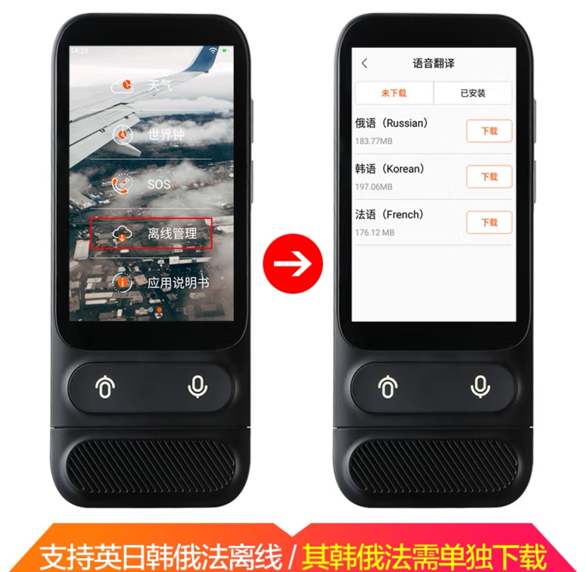 准儿翻译机GO/PrO随身出国旅游多国语言离线翻译器中英同声翻译笔