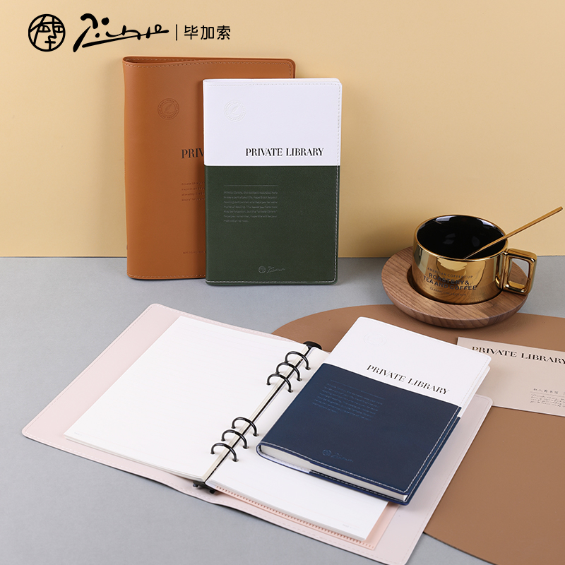 【新品】毕加索P507读书笔记本A5活页本子摘抄本高颜值定页本文艺青年横线本开学礼物阅读记录本学生软皮方格