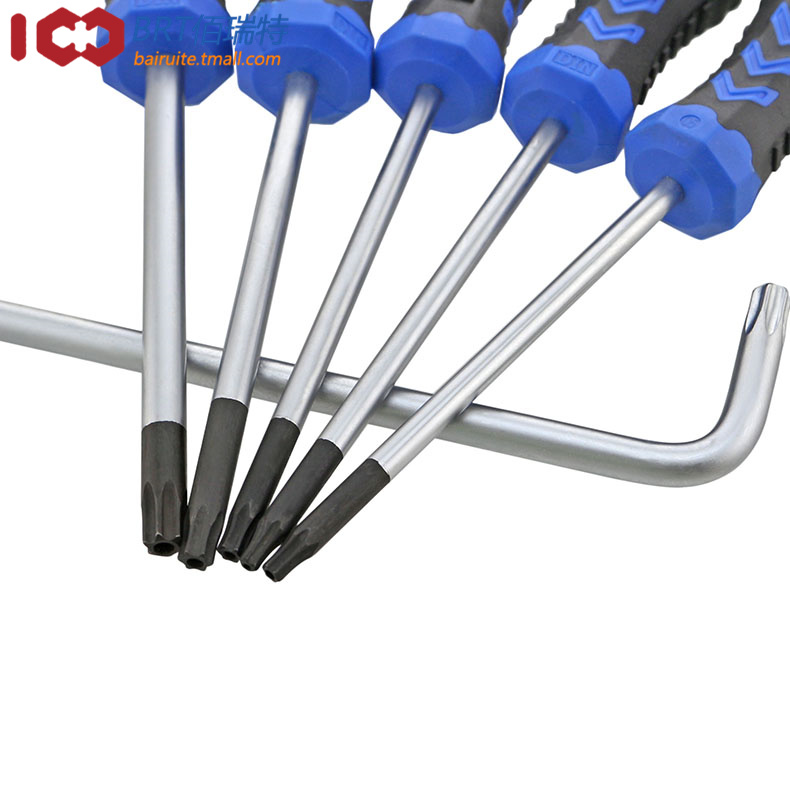 防盗梅花扳手花星型胶柄内六角六棱形螺丝刀带孔T10T20T25T30T40