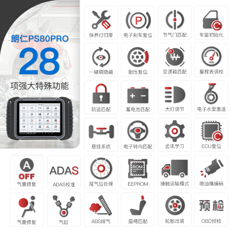 汽车诊断仪朗仁PS80PRO汽车检测仪通用修车电脑汽车故障检测仪