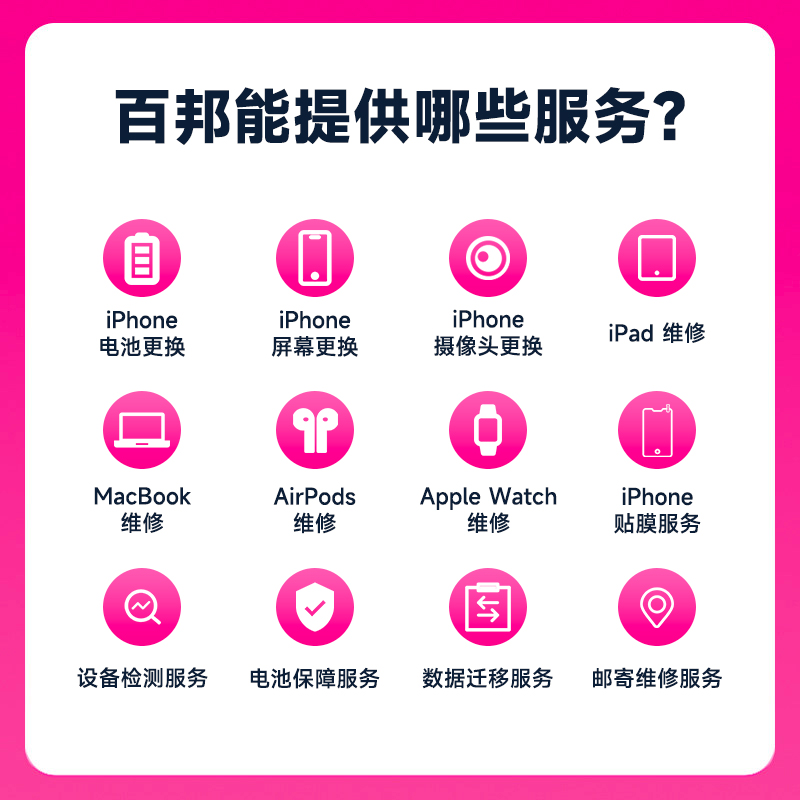 百邦iPhone12苹果13/14手机11/X/8/7/6系列原厂电池更换服务T1P1K