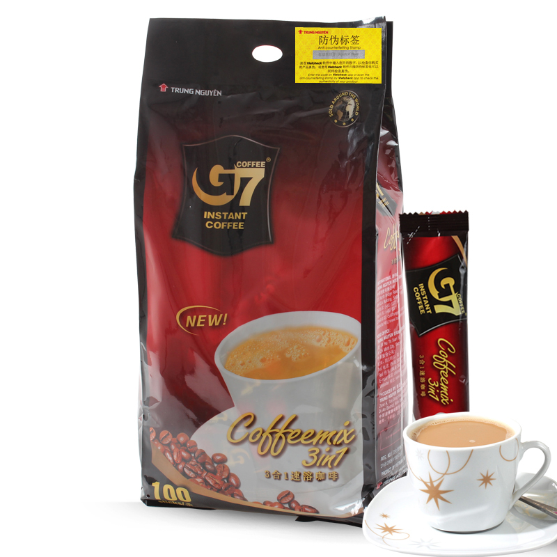 越南进口中原g7速溶咖啡粉三合一1600g 特浓100条国际版咖啡