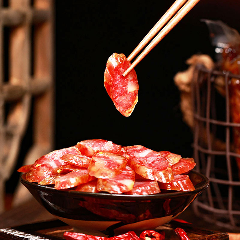 老爸评测纯肉香肠手工正宗黑猪年货腊肠鲜甜味十月小猪280g