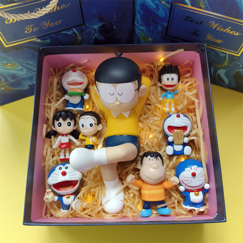 现货叮当多啦美换脸可动公仔 蓝胖子胖虎 大雄任意门人偶模型礼物