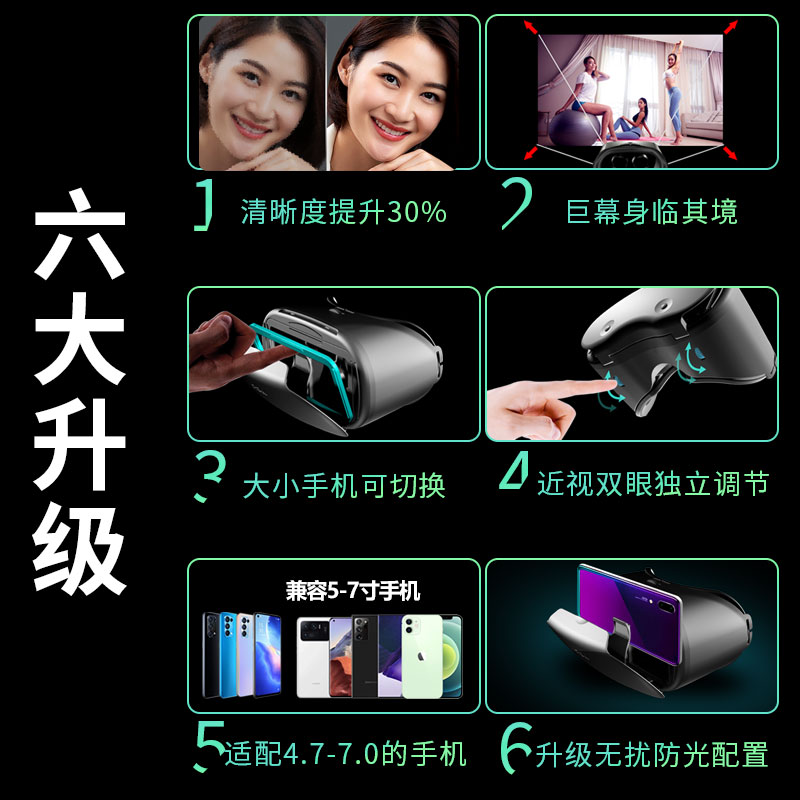 vr眼镜手机专用头戴式3d立体ar虚拟现实头显4d体感游戏机一体机