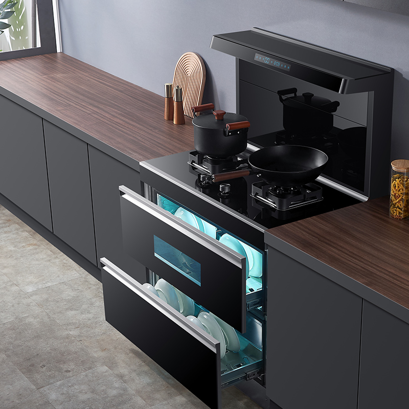 顾家集成灶一体灶家用变频消毒柜油烟机侧吸下排烟机环保灶蒸烤箱