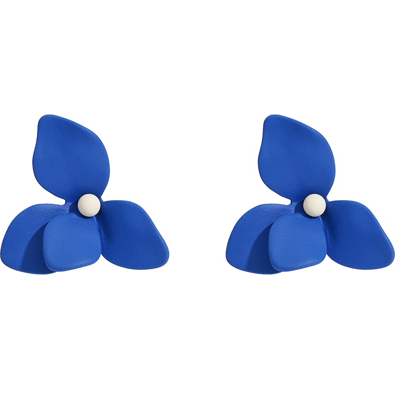 克莱因蓝耳钉小众高级感独特花朵耳环温柔法式赫本风耳饰超显脸小
