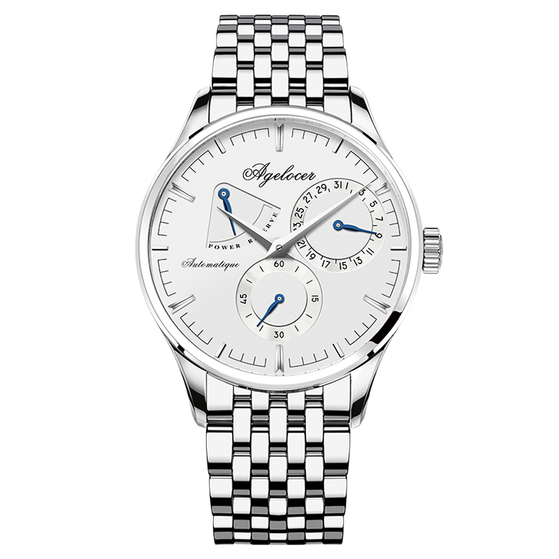 爱勒AGELOCER艾戈勒机械表男钢带三窗商务简约时尚中国高端腕表