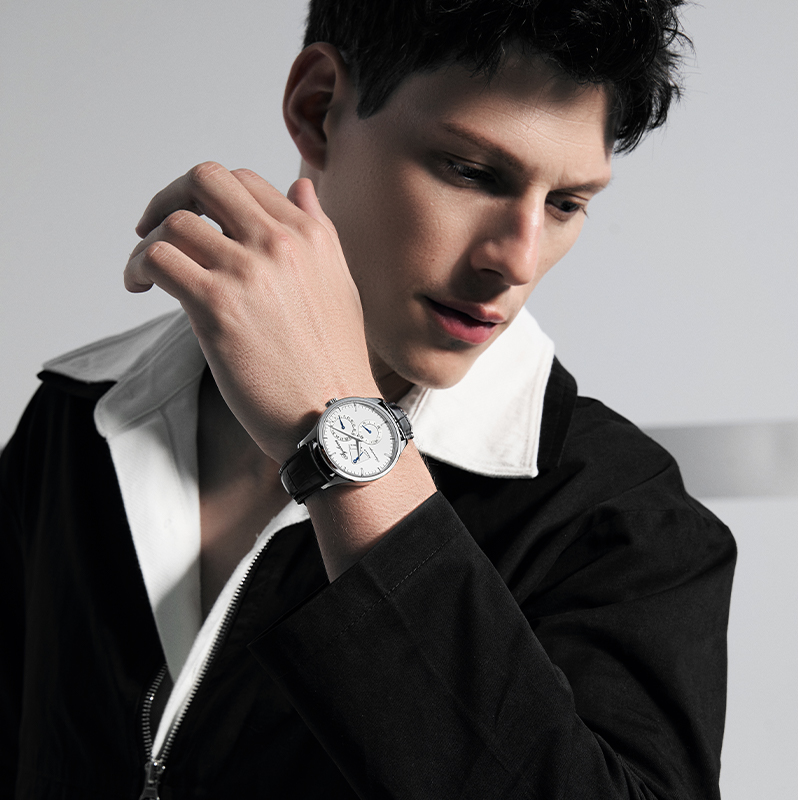 爱勒AGELOCER艾戈勒机械表男钢带三窗商务简约时尚中国高端腕表