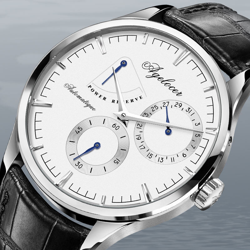 爱勒AGELOCER艾戈勒机械表男钢带三窗商务简约时尚中国高端腕表