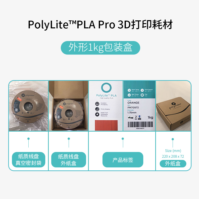 PolyLite PLA Pro高刚高韧新一代高性能3D打印PLA耗材 1.75mm 1kg