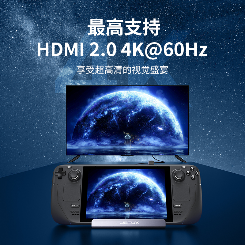 JSAUX几硕适用steamdeck拓展坞oled rogally扩展坞Typec基座hub底steam deck配件HB0603掌机dock投屏HDMI官方